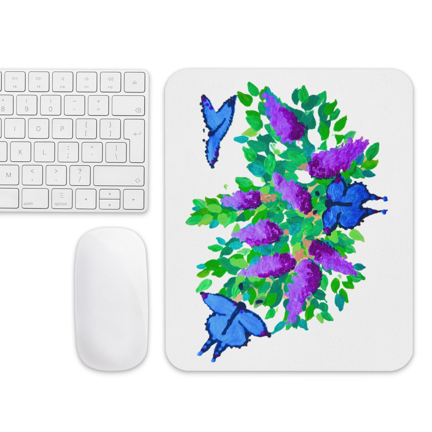 Blue Butterfly Floral Mousepad,nature lover gift,work from home,gift for nerds,gaming mousepad,floral decor,aesthetic mousepad