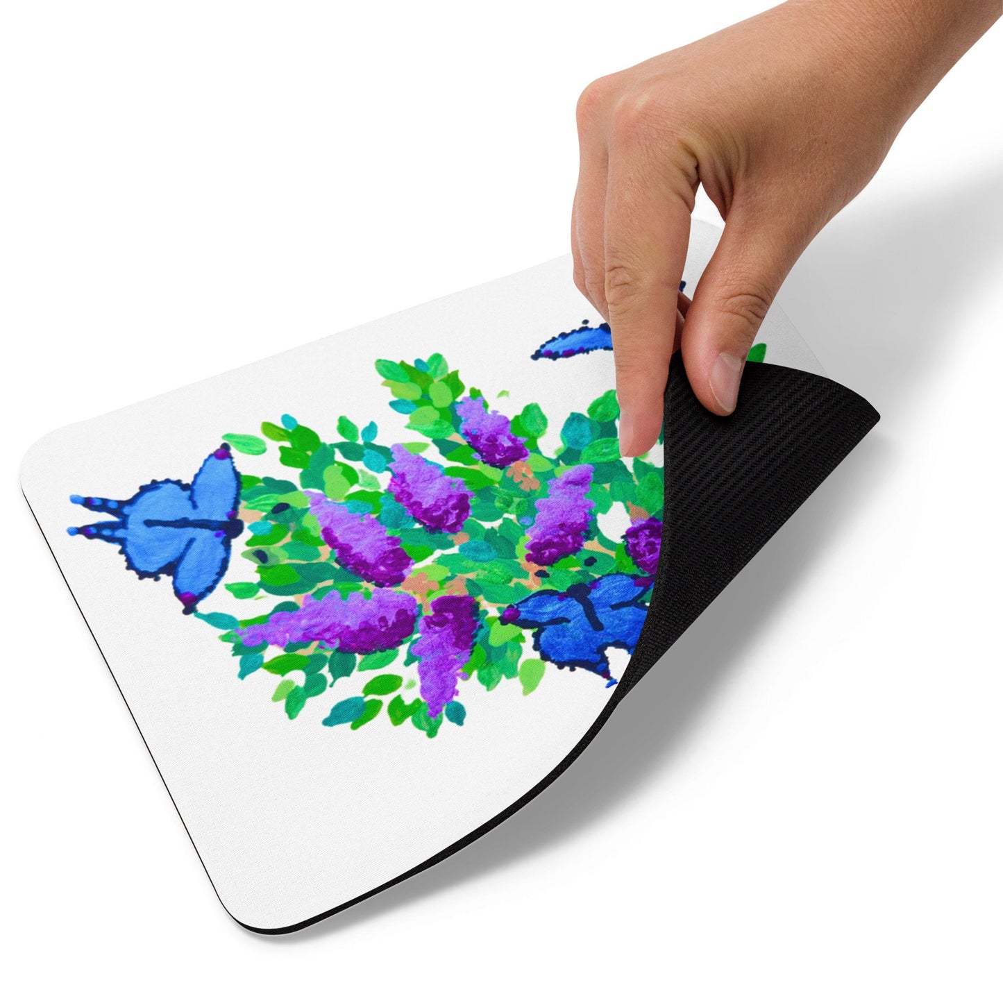 Blue Butterfly Floral Mousepad,nature lover gift,work from home,gift for nerds,gaming mousepad,floral decor,aesthetic mousepad