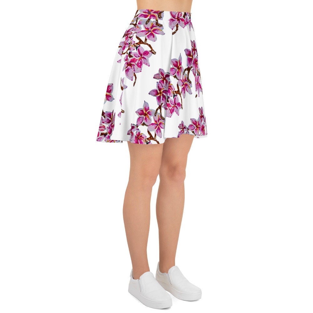 Cherry Blossom Flared Skirt,ruffle skirt,pleated skirt,flowy skirt,plus size skirt,elastic waist skirt,floral skirt