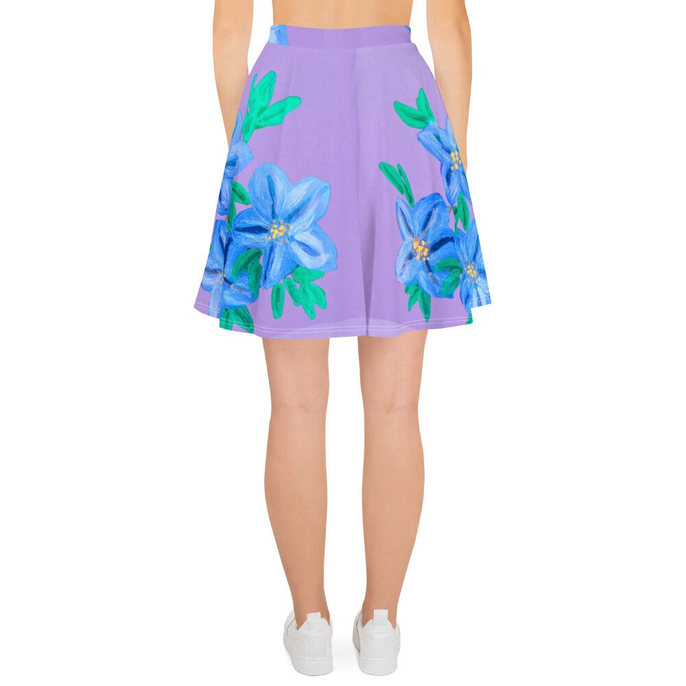 Purple Floral Skirt,ruffle skirt,elastic waist,flower skirt,gift for sisters,pleated skirt,office skirt,floral clothing