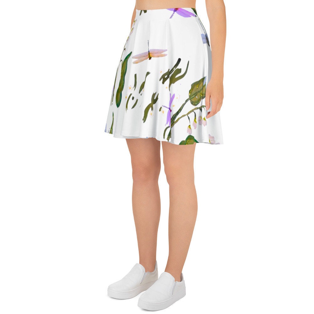 Dragonfly Skirt,flower skirt,gift for sisters,pleated skirt,office skirt,elastic waist,plus size,ruffle skirt