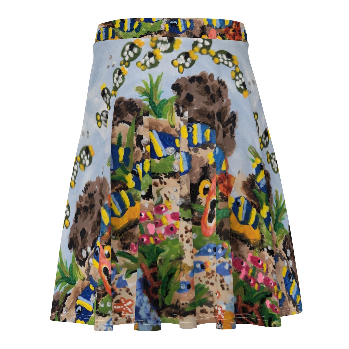 Ocean View Print Skirt,pleated skirt,office skirt,gift for sisters,flared skirt,flowy skirt,elastic waist,plus size,ruffle skirt,colorful