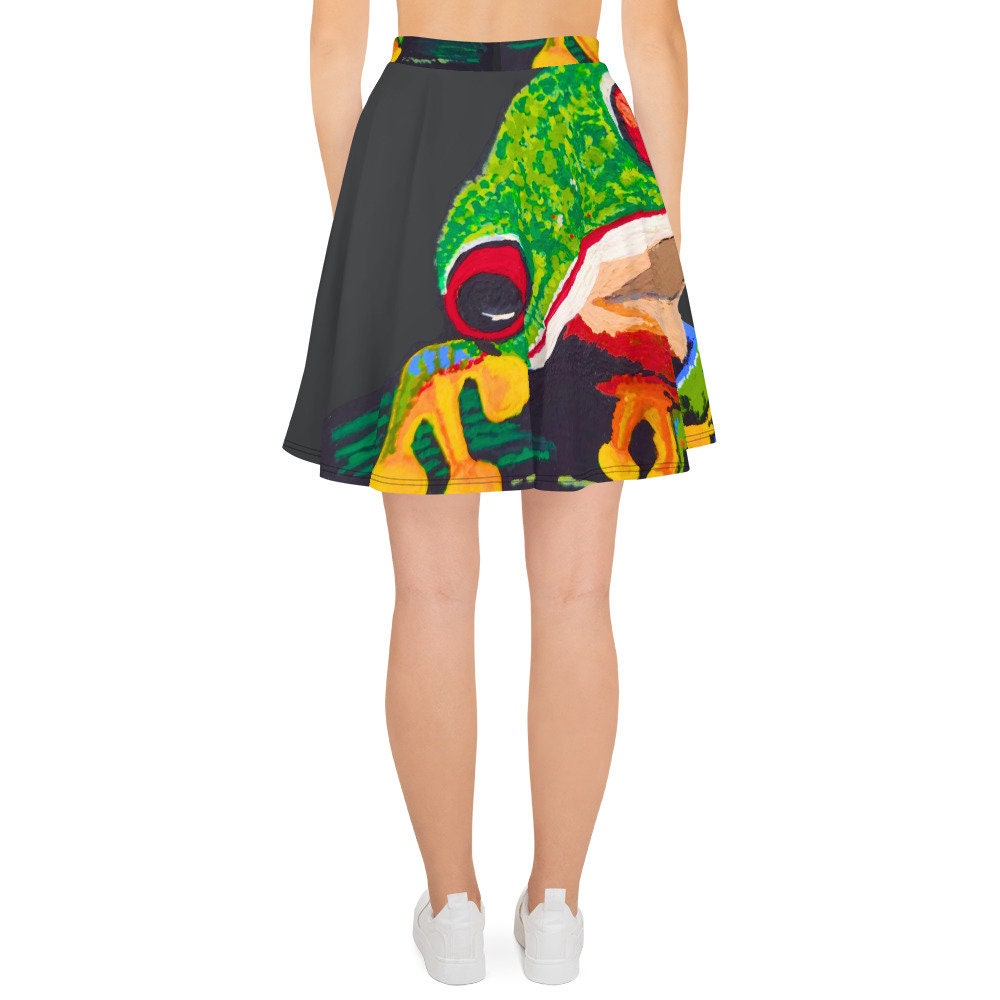 Frog Skirt,black skirt,ruffle skirt,gift for sisters,pleated skirt,office skirt,flowy skirt,flared skirt,plus size,elastic waist,colorful