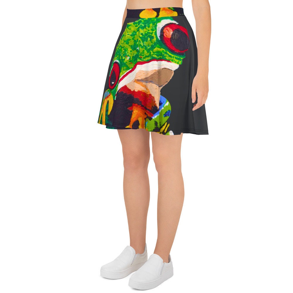 Frog Skirt,black skirt,ruffle skirt,gift for sisters,pleated skirt,office skirt,flowy skirt,flared skirt,plus size,elastic waist,colorful
