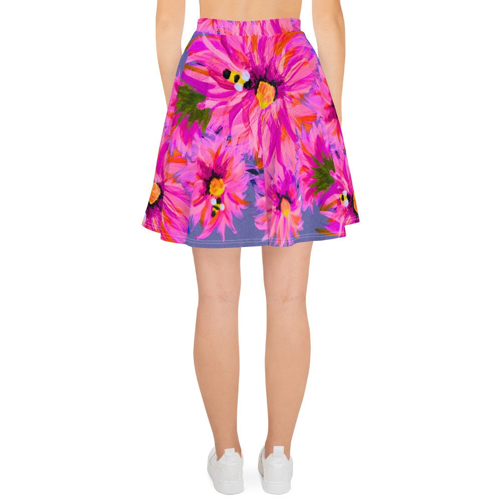 Pink Flower Skirt,gift for sisters,ruffle skirt,floral clothing,plus size,elastic waist,pleated skirt,colorful skirt,floral skirt