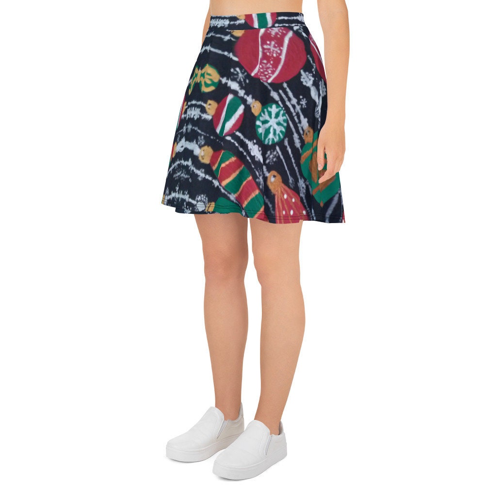 Holiday Skater Skirt,elastic waist skirt,plus size skirt,colorful skirt,cute skirt,christmas skirt,flared skirt