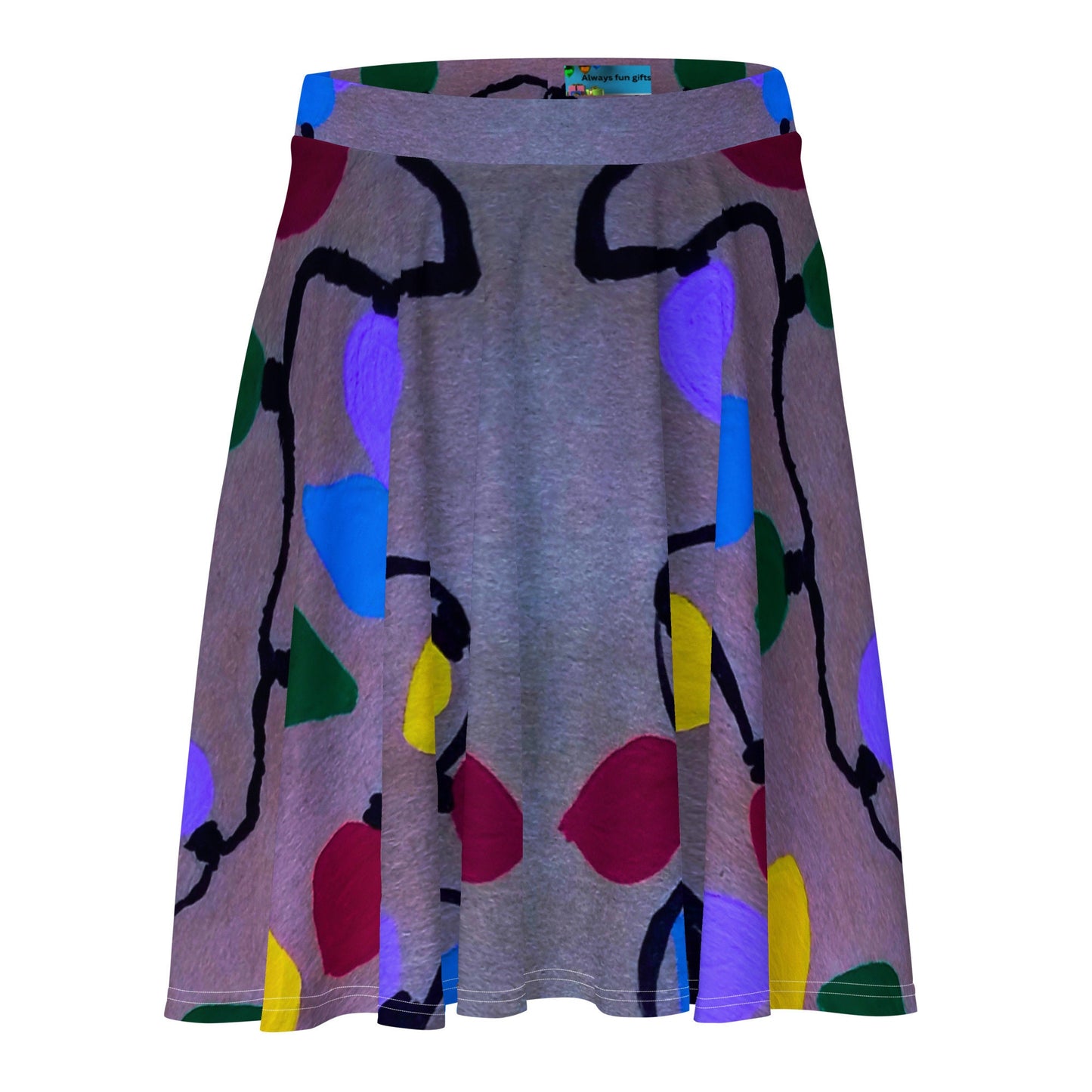 Holiday Lights Skirt,gift for sisters,christmas lights,office skirt,elastic waist skirt,plus size skirt,colorful skirts,pleated skirt