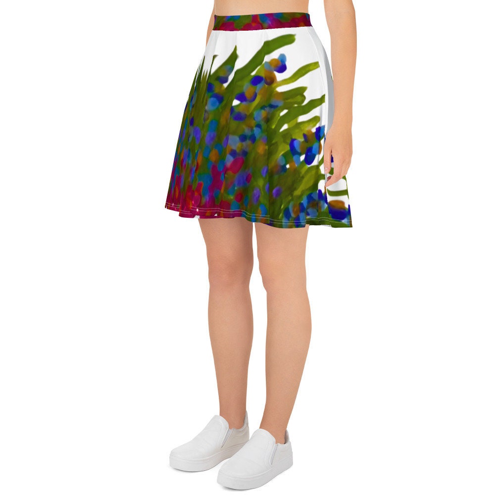 Wildflower Skirt,elastic waist skirt,floral skirt,colorful skirt,plus size,pleated skirt,office skirt
