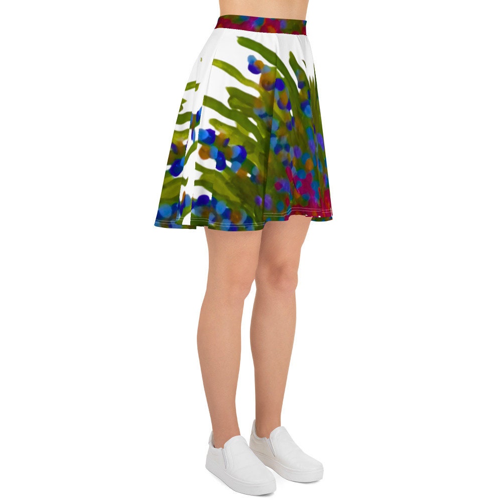 Wildflower Skirt,elastic waist skirt,floral skirt,colorful skirt,plus size,pleated skirt,office skirt