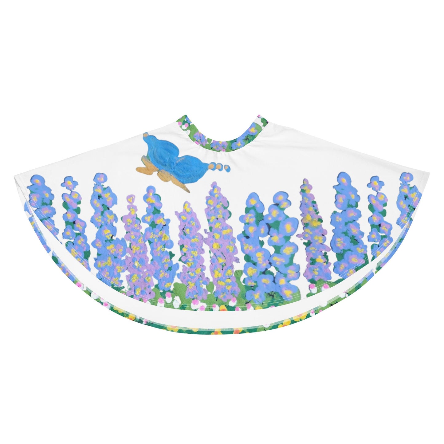 Pastel Skirt,butterfly,pastel watercolor,floral skirt,flower skirt,colorful skirt,botanical skirt,flared skirt