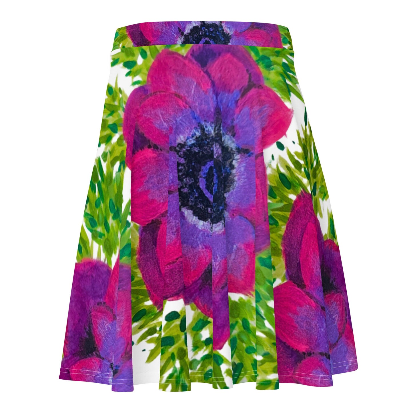 Bright Pink Floral Skirt,elastic waist,knee length,gift for sisters,office skirt,plus size,flower skirt,colorful skirt,ruffle skirt