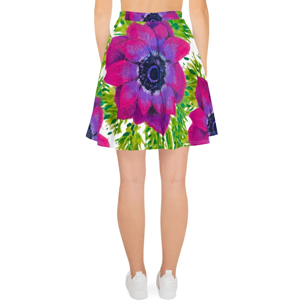 Bright Pink Floral Skirt,elastic waist,knee length,gift for sisters,office skirt,plus size,flower skirt,colorful skirt,ruffle skirt