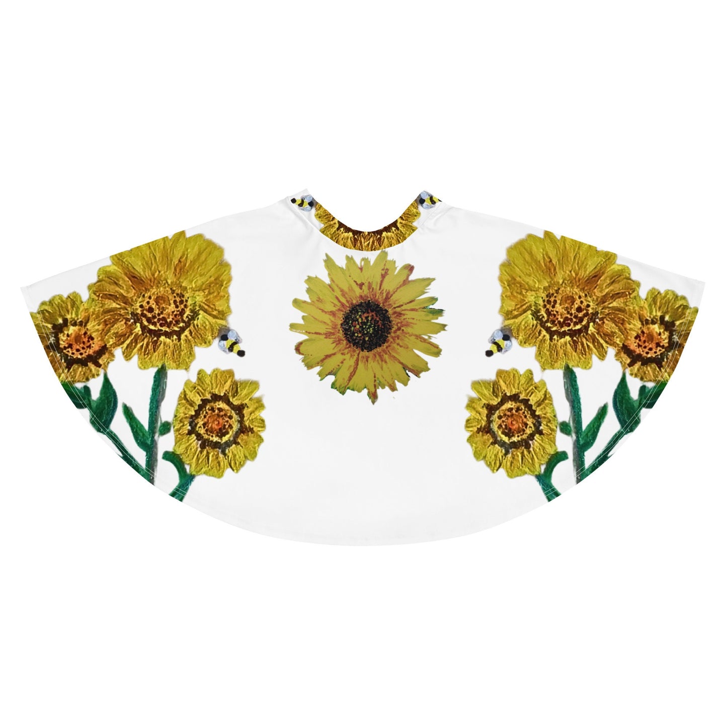 Sunflower Skirt,elastic waist,knee length,floral skirt,pleated skirt,office skirt,plus size,vintage skirt