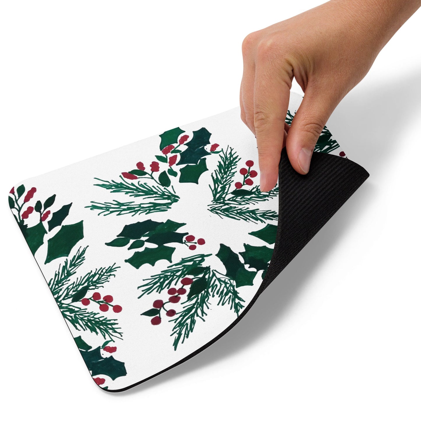 Holly Wreath Mousepad,floral mousepad,aesthetic mousepad,holiday mousepad,desk accessories,gifts for nerds,work from home,botanical mousepad