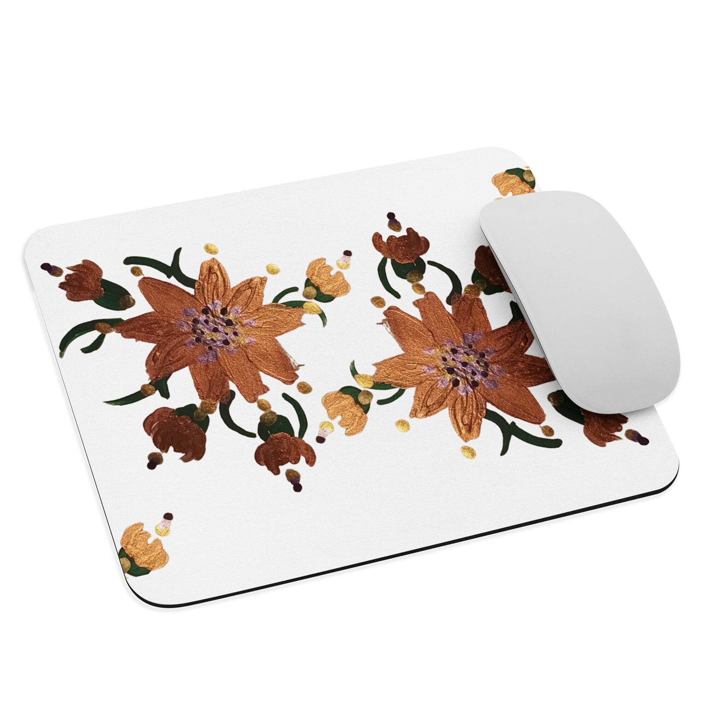 Gold Floral Mousepad,girly mousepad,wildflower mousepad,botanical mousepad,gifts for nerds,aesthetic mousepad