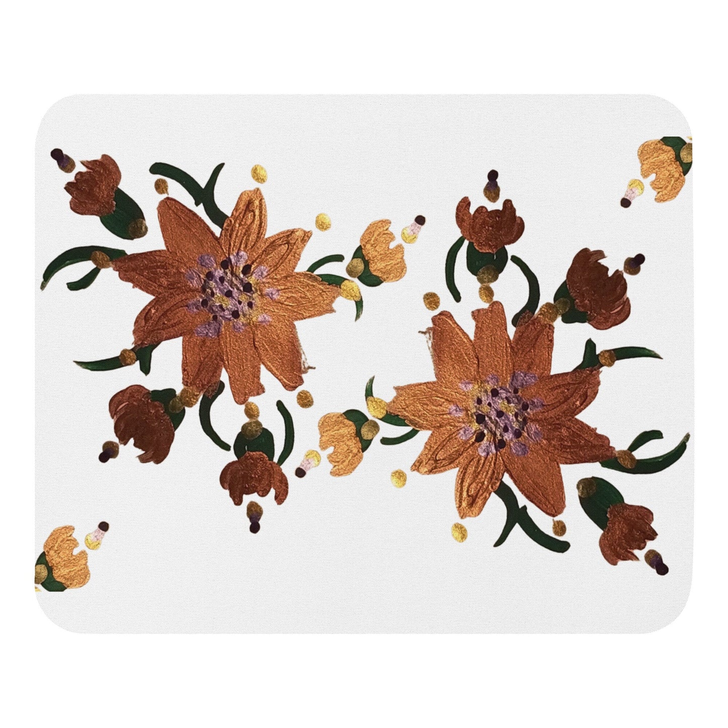Gold Floral Mousepad,girly mousepad,wildflower mousepad,botanical mousepad,gifts for nerds,aesthetic mousepad