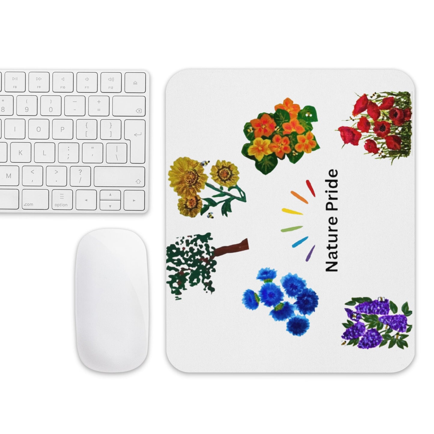 Nature Pride Mousepad,LGBTQ gift,gifts for nerds,work from home,gift under 20,aesthetic mousepad,floral mousepad,colorful mousepad