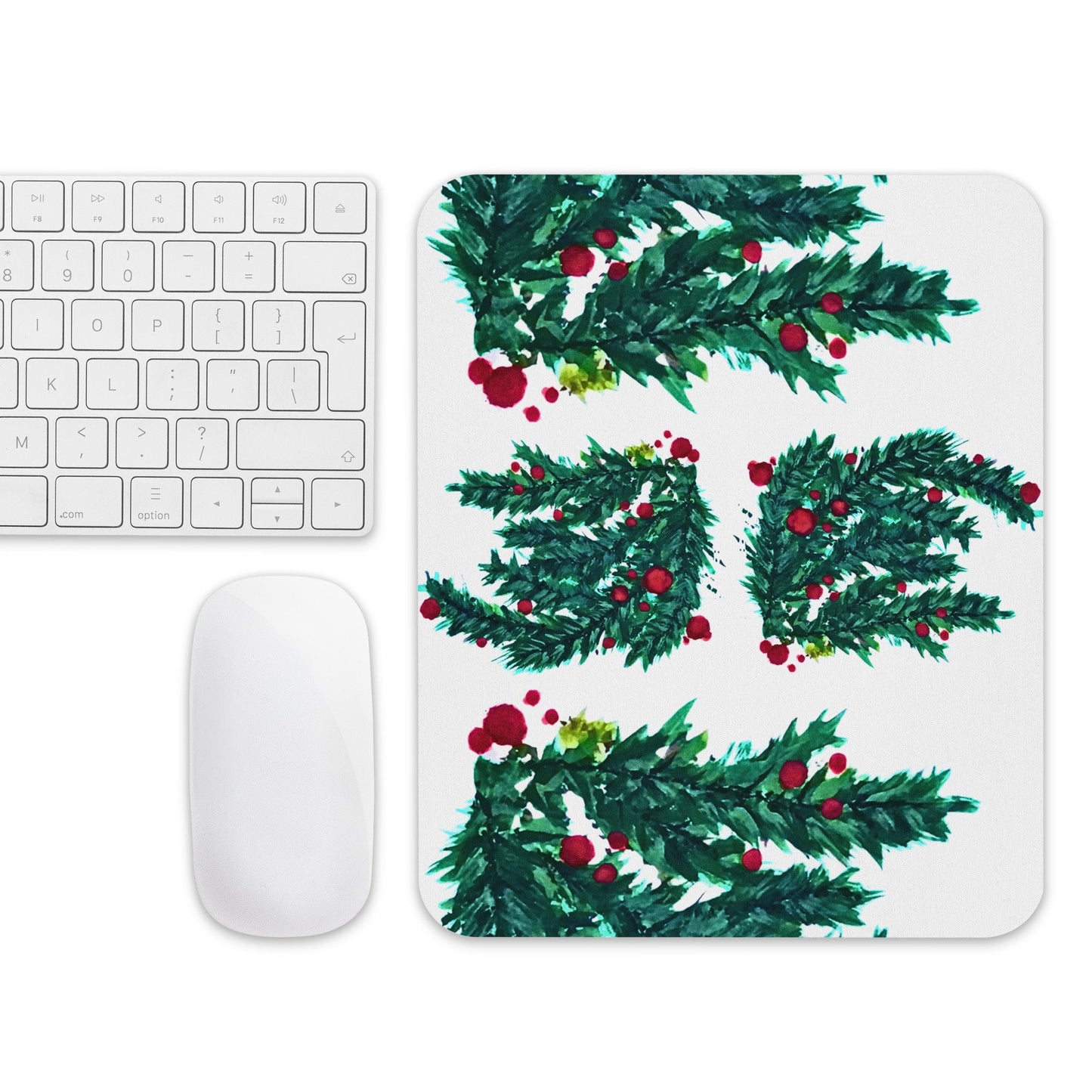 Tree Holly Holiday Mousepad,christmas mousepad,aesthetic mousepad,plant mousepad,gifts for nerds,botanical mousepad
