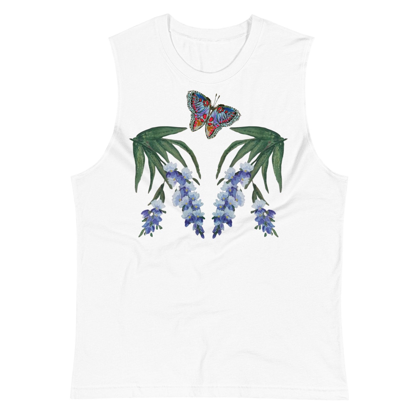 Monarch Wisteria Shirt,wildflowers shirt,botanical shirt,butterfly top,painted floral shirt,plants shirt,pastel colors