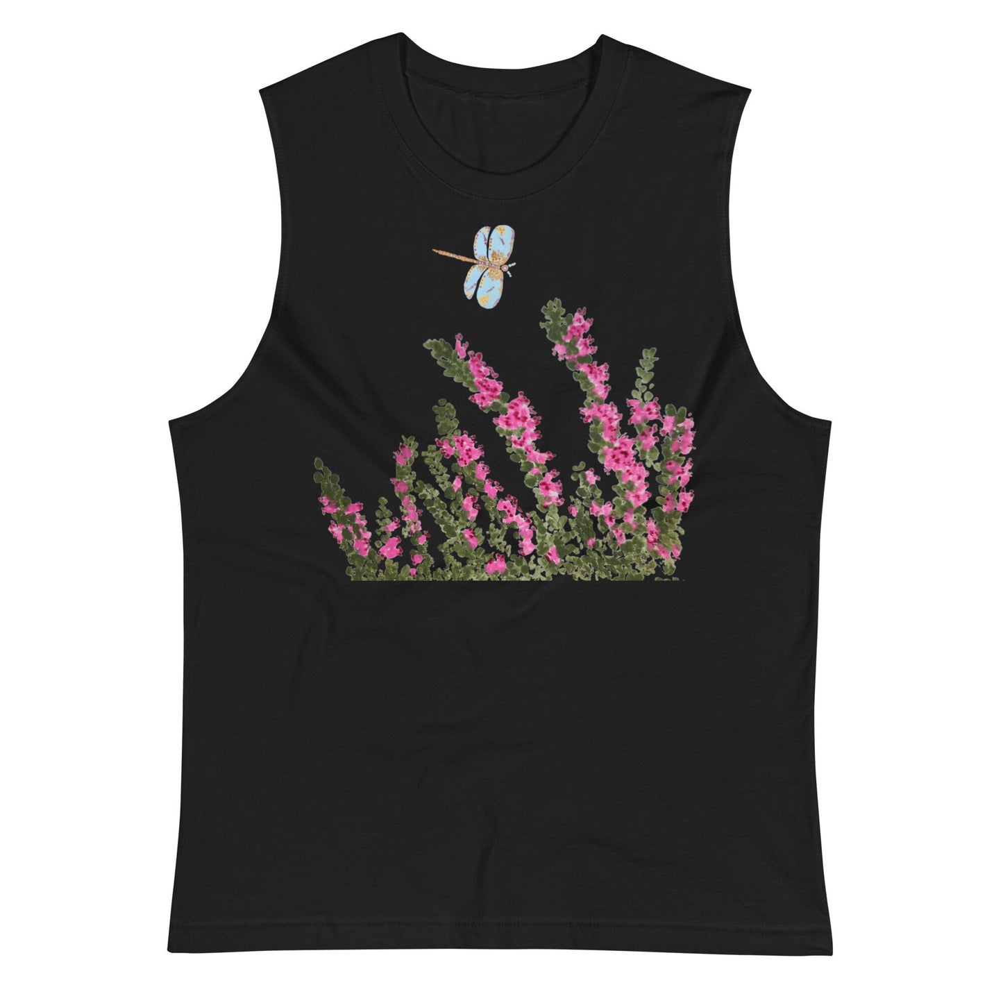 Heather Floral Shirt,wildflowers shirt,botanical shirt,painted floral top,pink floral shirt,dragonfly lover