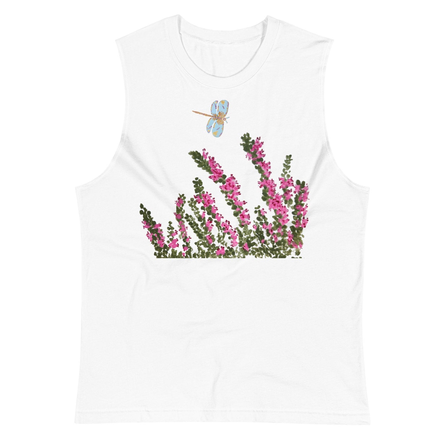 Heather Floral Shirt,wildflowers shirt,botanical shirt,painted floral top,pink floral shirt,dragonfly lover