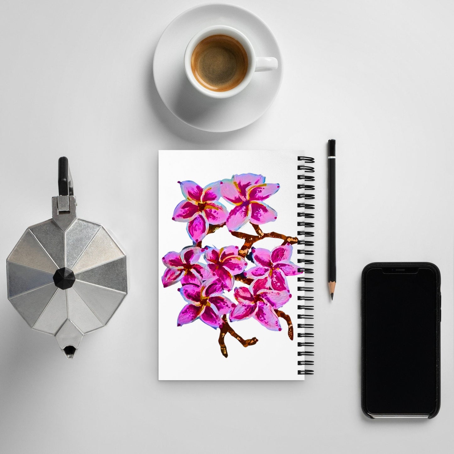 Cherry Blossom Spiral Notebook,dot journal,fall junk journal,wedding journal,fitness journal,art journal,composition notebook
