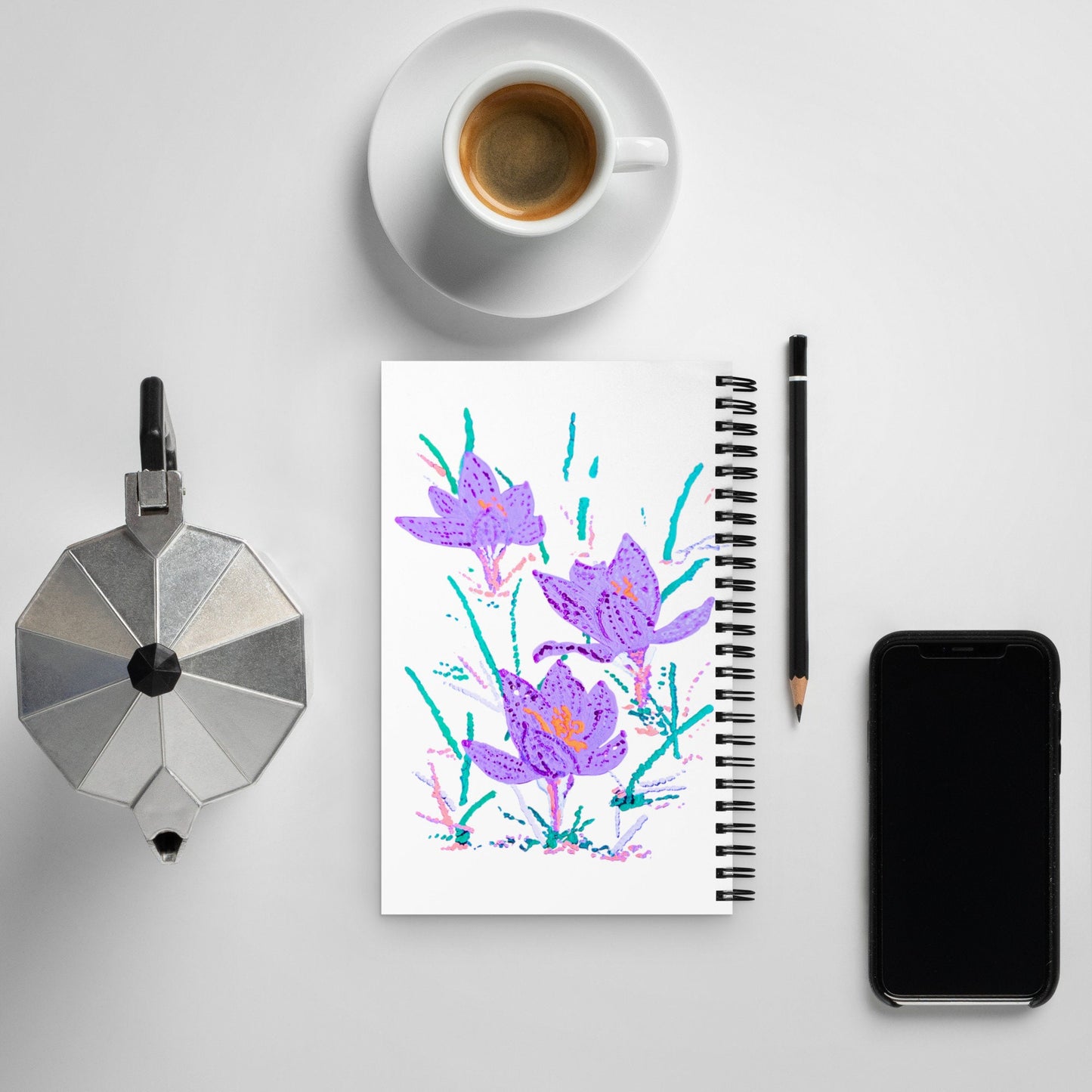 Crocus Flower Spiral Notebook,therapy journal,composition notebook,dot journal,fall junk journal,meditation journal,spiritual journal