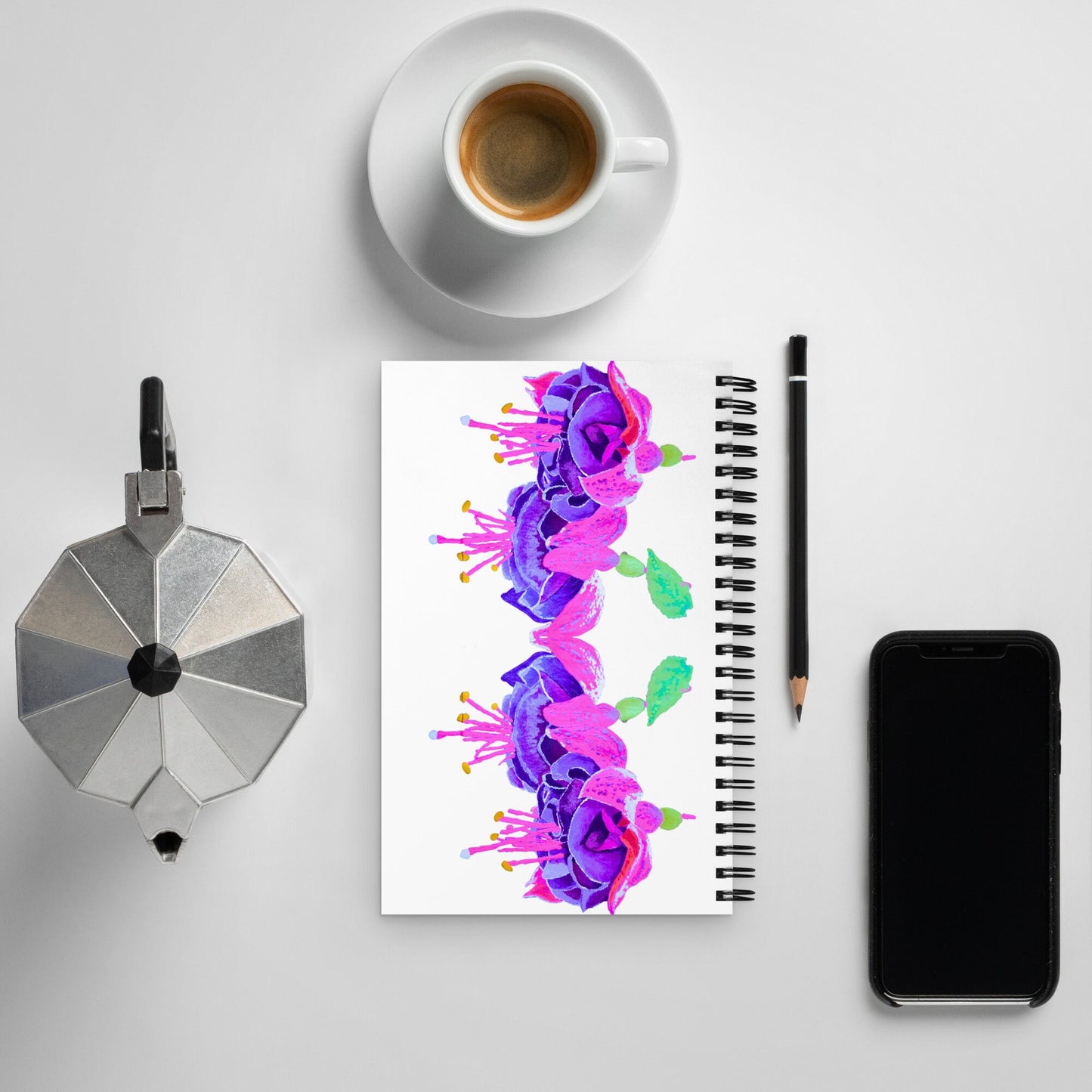 Fuchsia Spiral Notebook,floral journal,spiritual journal,composition notebook,fall junk journal,fitness journal