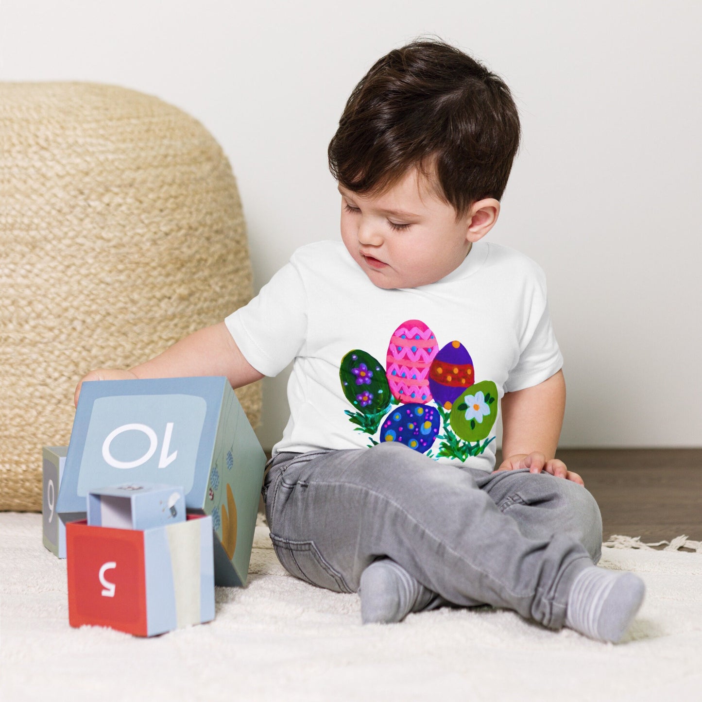 Easter Egg Hunt Toddler Short Sleeve Tee, Rabbit Lover Gift, Colorful Spring Shirt