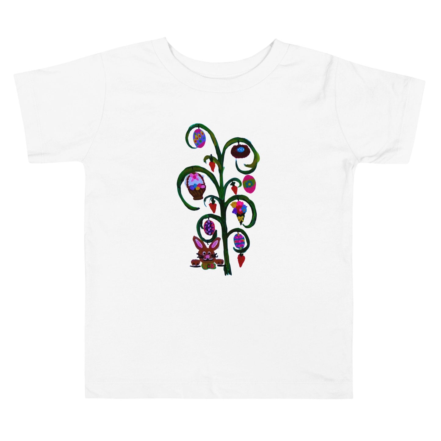 Toddler Easter Short Sleeve Tee, Egg Hunt Shirt, Rabbit Lover Gift, Colorful Spring Shirt, First Easter