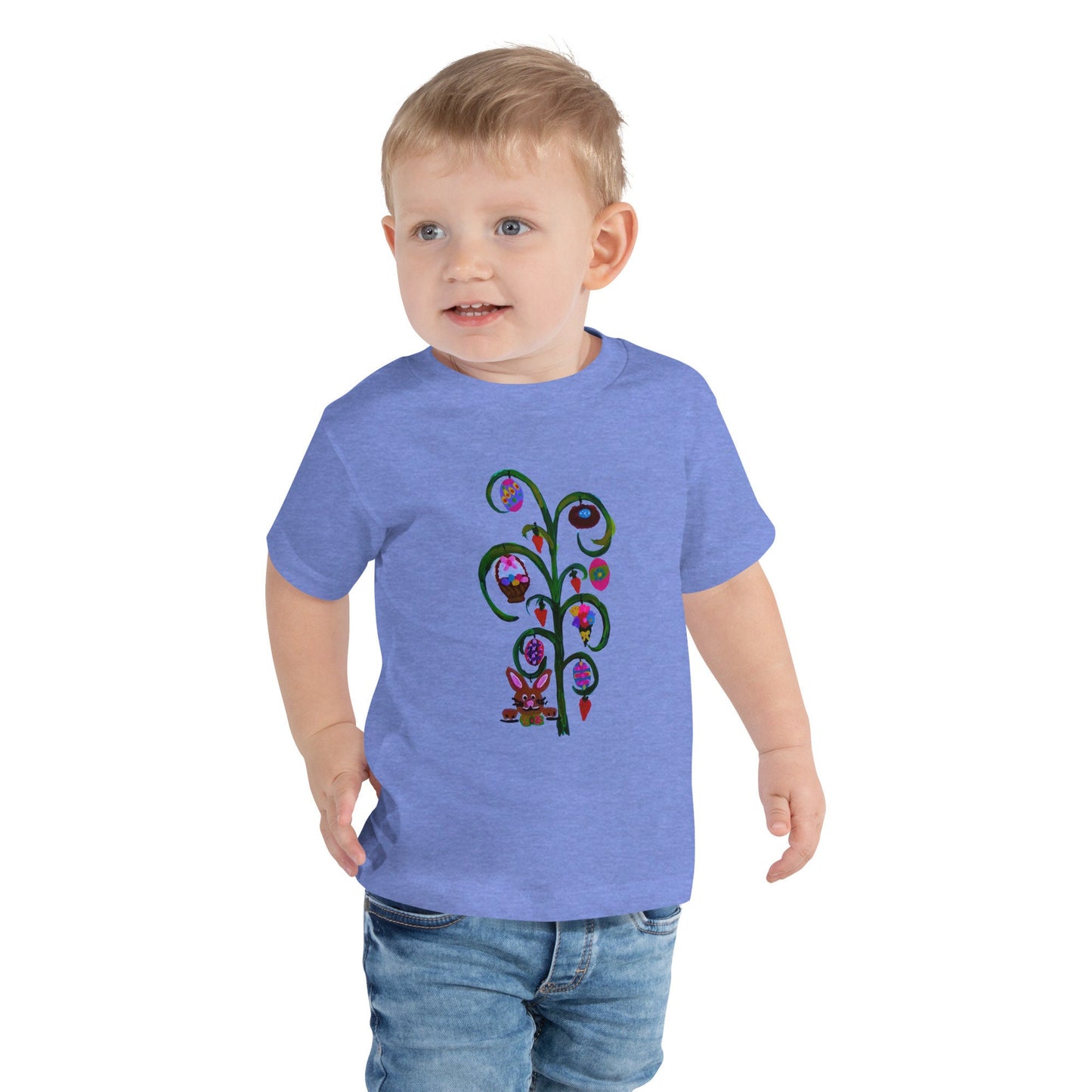 Toddler Easter Short Sleeve Tee, Egg Hunt Shirt, Rabbit Lover Gift, Colorful Spring Shirt, First Easter