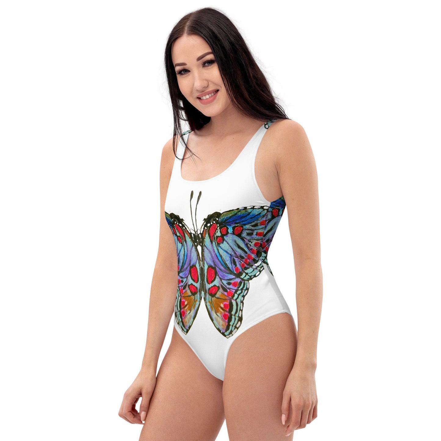Monarch Butterfly Lovers One-Piece Swimsuit, Beach Swimwear, Vintage Bathing Suit