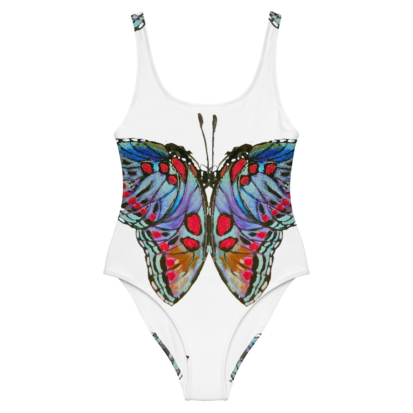 Monarch Butterfly Lovers One-Piece Swimsuit, Beach Swimwear, Vintage Bathing Suit