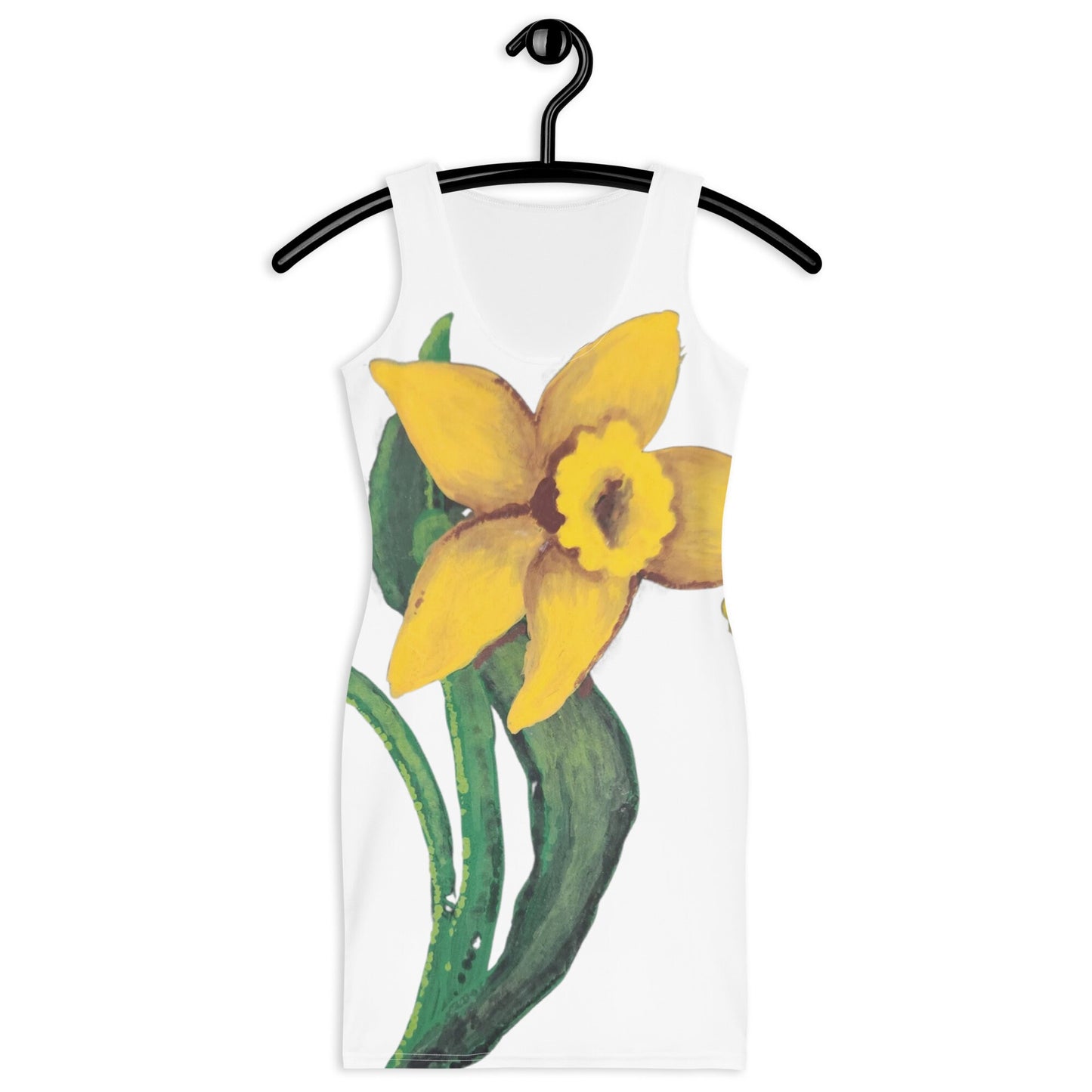 Daffodil Sleeveless Bodycon Dress, Casual Spring Outfit, Tight Club Dress, Floral Secretary Dress