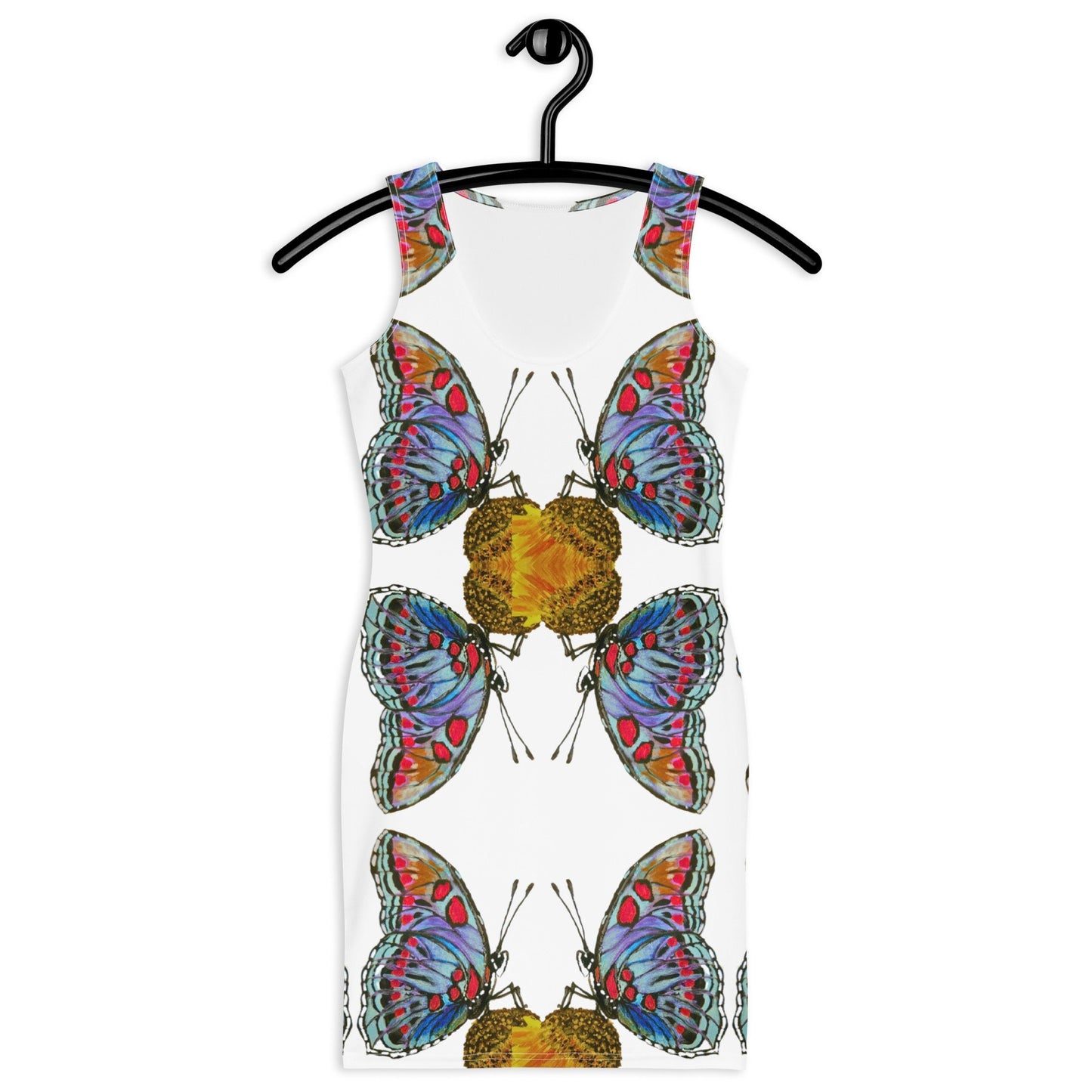 Monarch Butterfly Bodycon Dress,Casual Sleeveless Spring Dresses, Floral Secretary Outfit, Tight Club Dresses