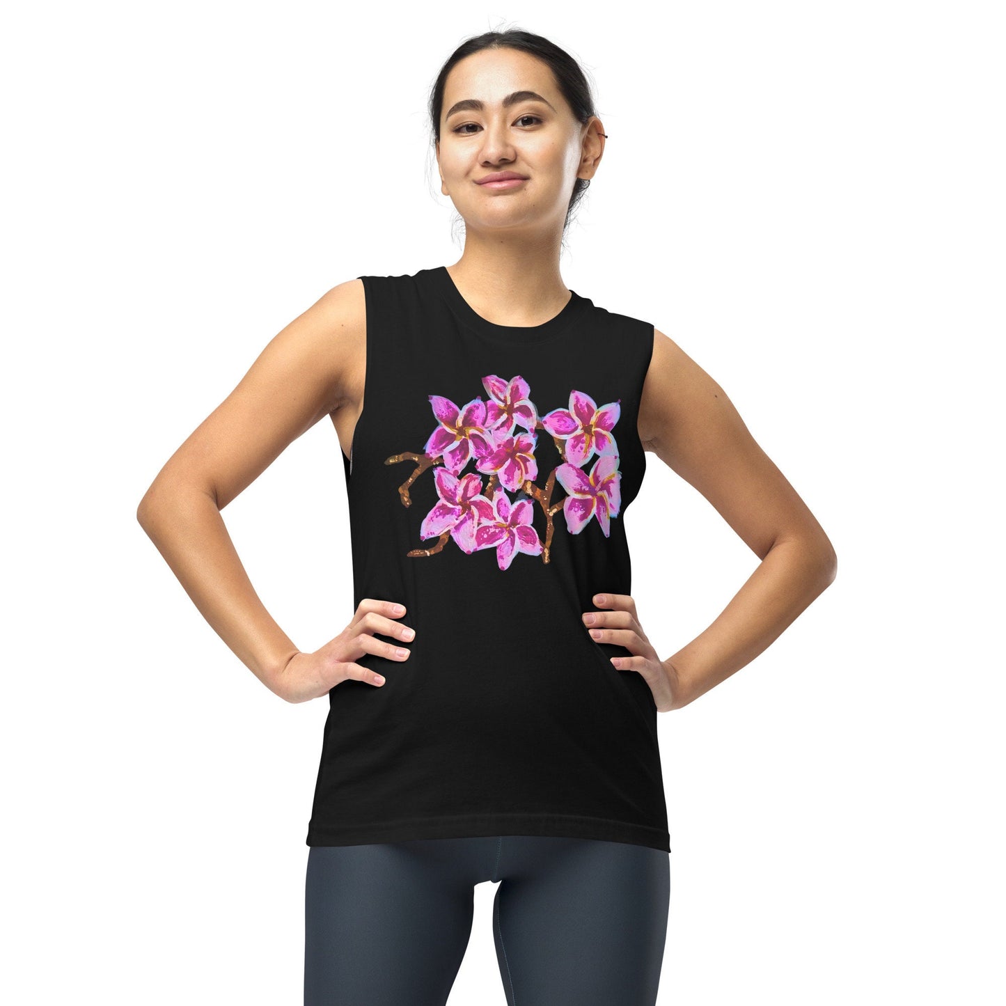 Cherry Blossom Floral Spring Shirt, Trendy Botanical Plant T-shirt, Wildflower Style Pink Top, Painted Floral Clothing