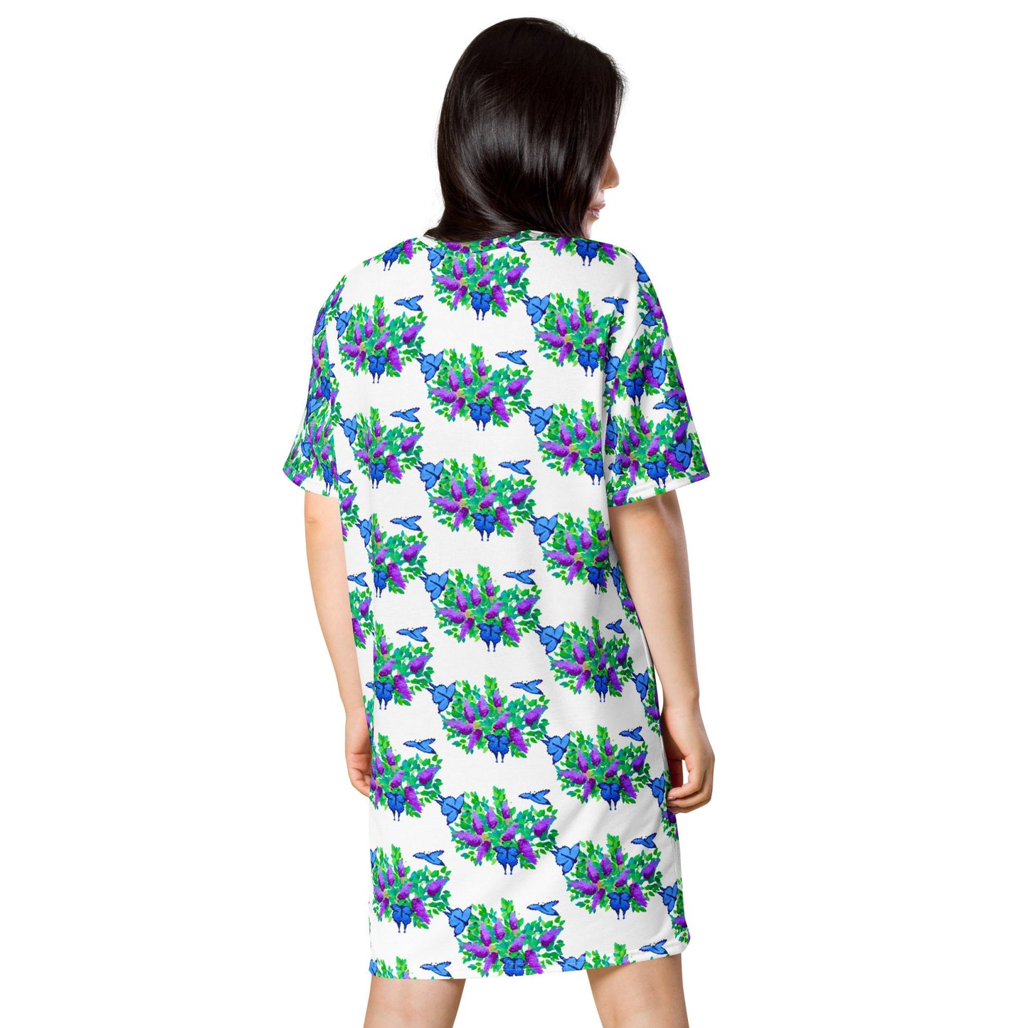 Butterfly Lovers T-shirt Dress, Casual Plus Size Spring Outfit, Colorful Trending Summer Apparel