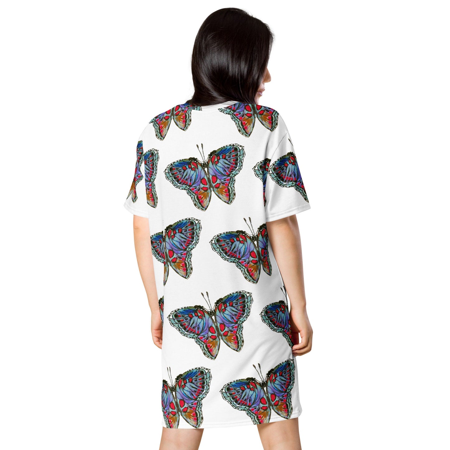 Monarch Butterfly Spring Outfit, Colorful Casual T-shirt Dress, Oversized Trending Nightgown