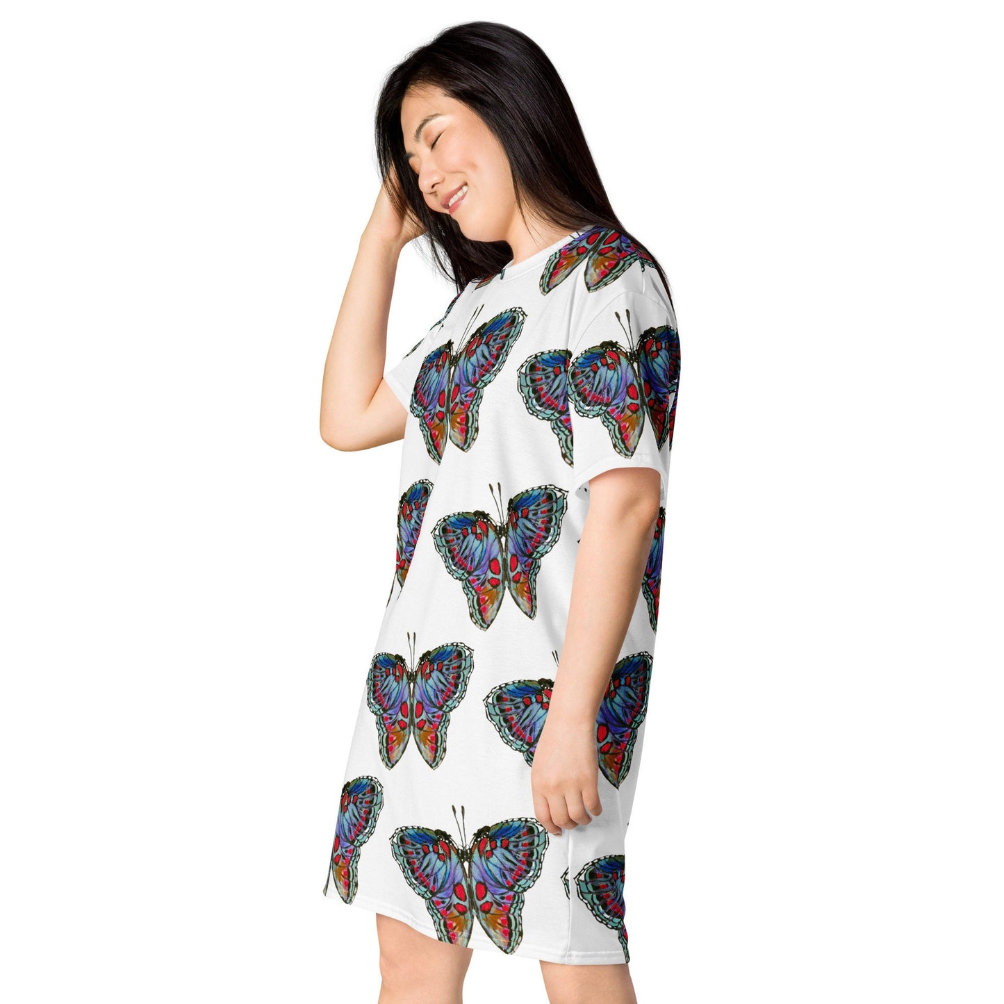 Monarch Butterfly Spring Outfit, Colorful Casual T-shirt Dress, Oversized Trending Nightgown