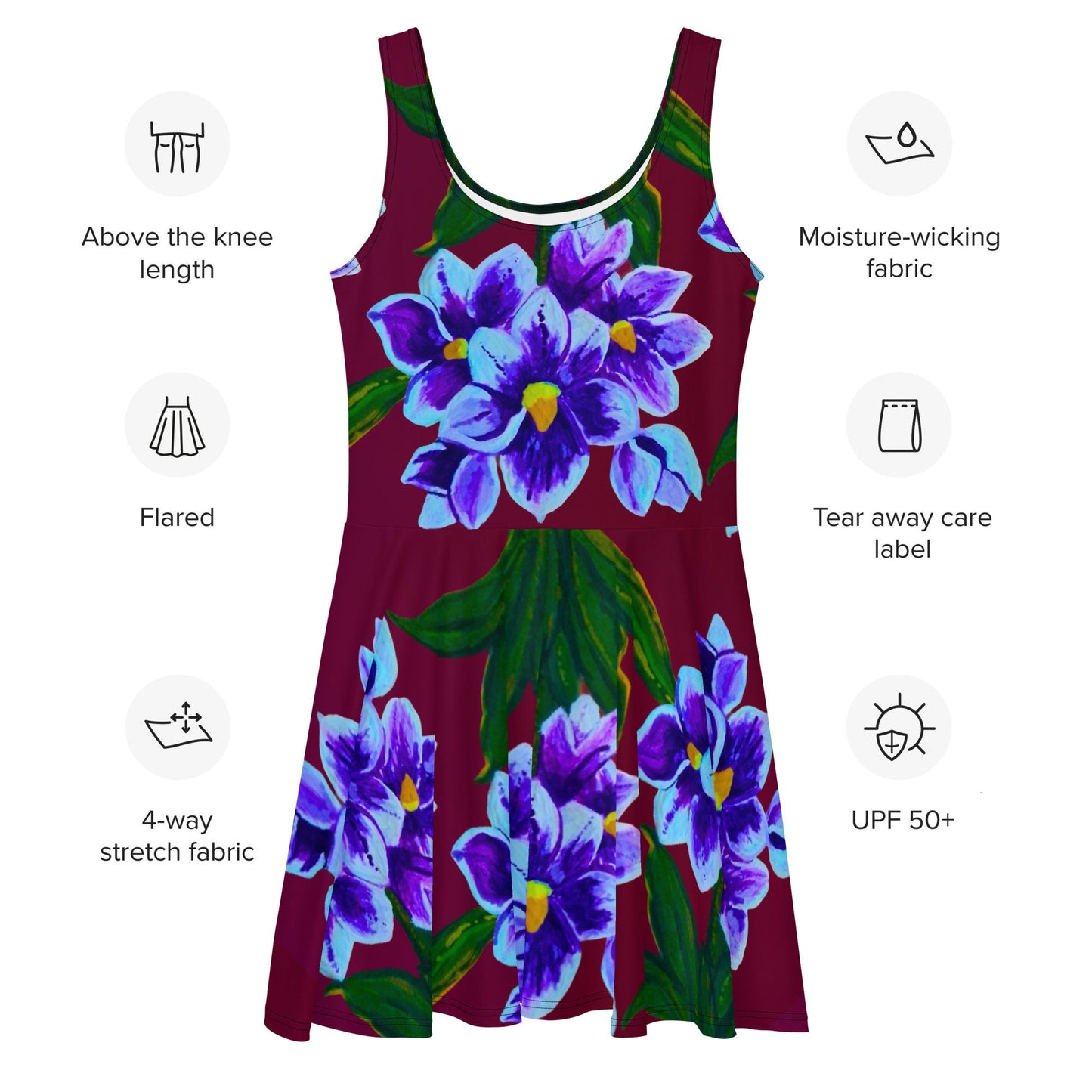 Trending Floral Secretary Skater Dress, Plus Size Spring Outfit, Casual Colorful Sundress