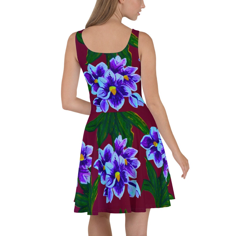 Trending Floral Secretary Skater Dress, Plus Size Spring Outfit, Casual Colorful Sundress