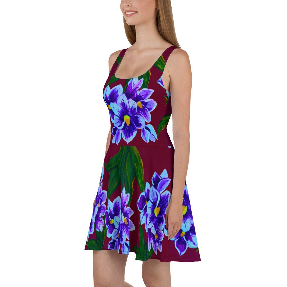 Trending Floral Secretary Skater Dress, Plus Size Spring Outfit, Casual Colorful Sundress