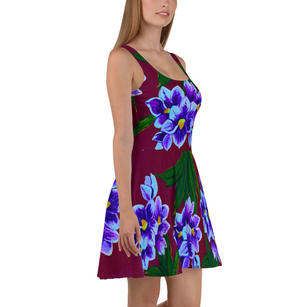 Trending Floral Secretary Skater Dress, Plus Size Spring Outfit, Casual Colorful Sundress