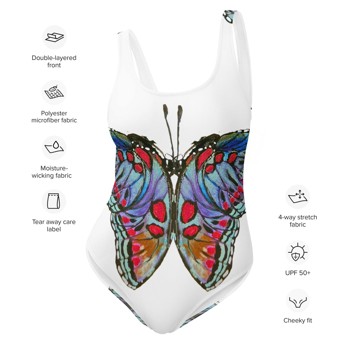Monarch Butterfly Lovers One-Piece Swimsuit, Beach Swimwear, Vintage Bathing Suit