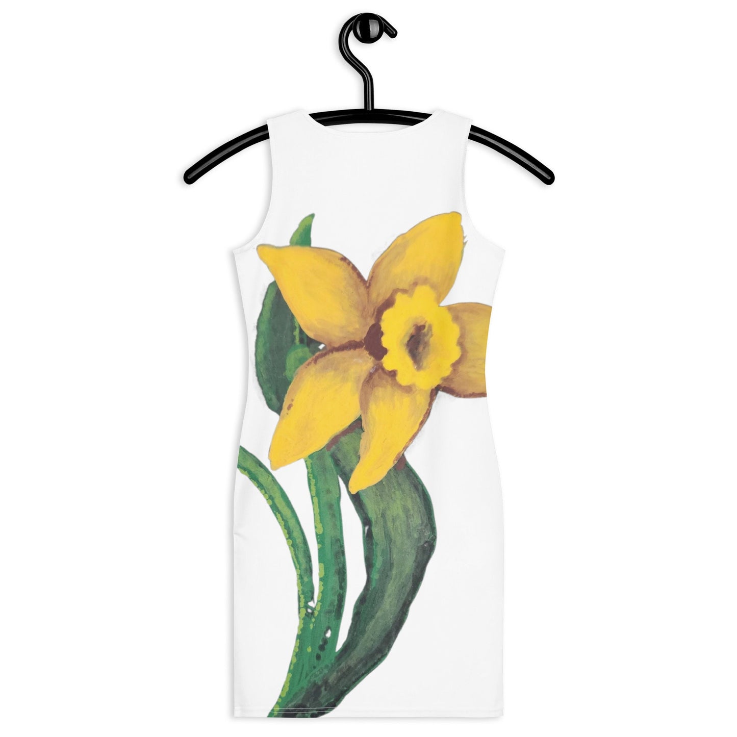 Daffodil Sleeveless Bodycon Dress, Casual Spring Outfit, Tight Club Dress, Floral Secretary Dress
