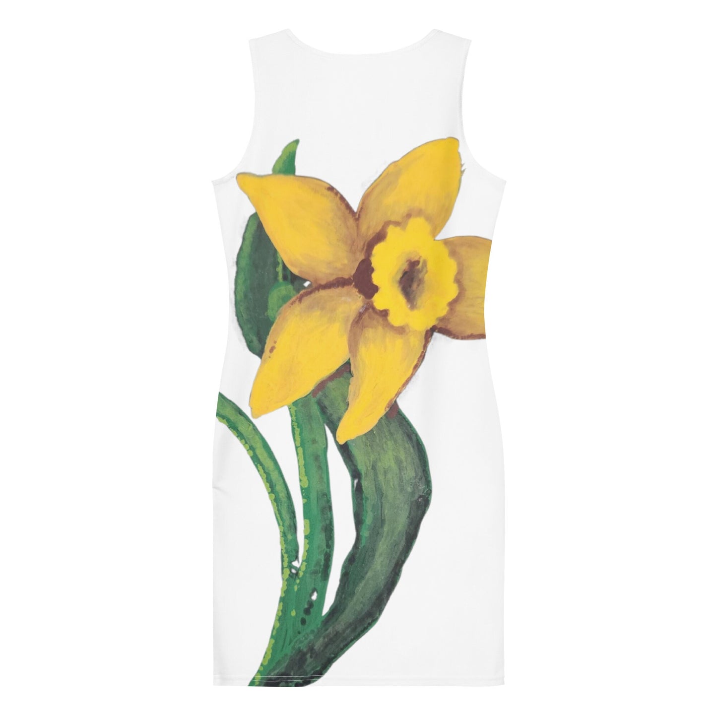 Daffodil Sleeveless Bodycon Dress, Casual Spring Outfit, Tight Club Dress, Floral Secretary Dress