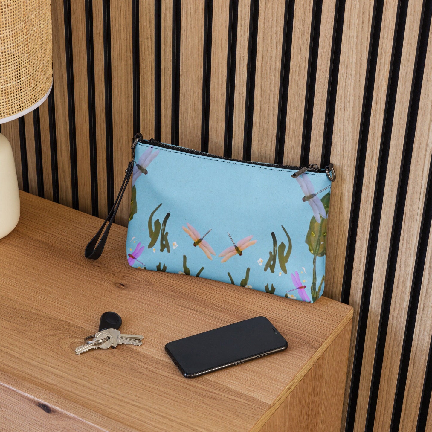 Dragonfly Lovers Small Ziptop Satchel, Nature Inspired Crossbody Bag, Trendy Adjustable Strap Sling Bag