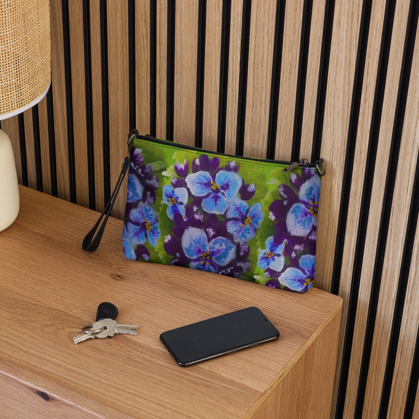 Nature Inspired Floral Evening Bag, Trendy Ziptop Closure Crossbody Bag with Pockets, Small Satchel Purse