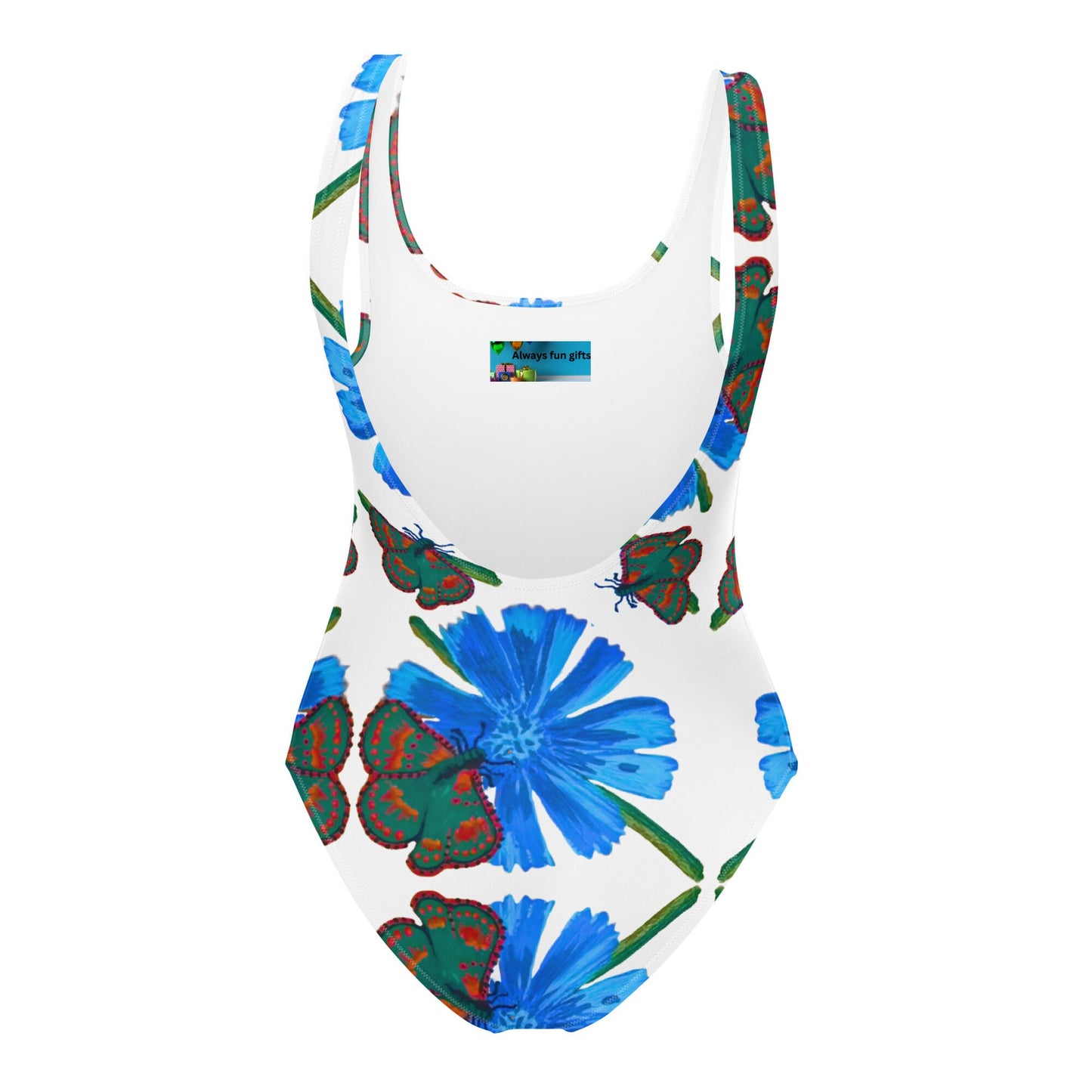 Butterfly Floral One-Piece Swimsuit, Ladies Beach Swimwear, Retro Plus Size Bathing Suit, Botanical Festival Clothing
