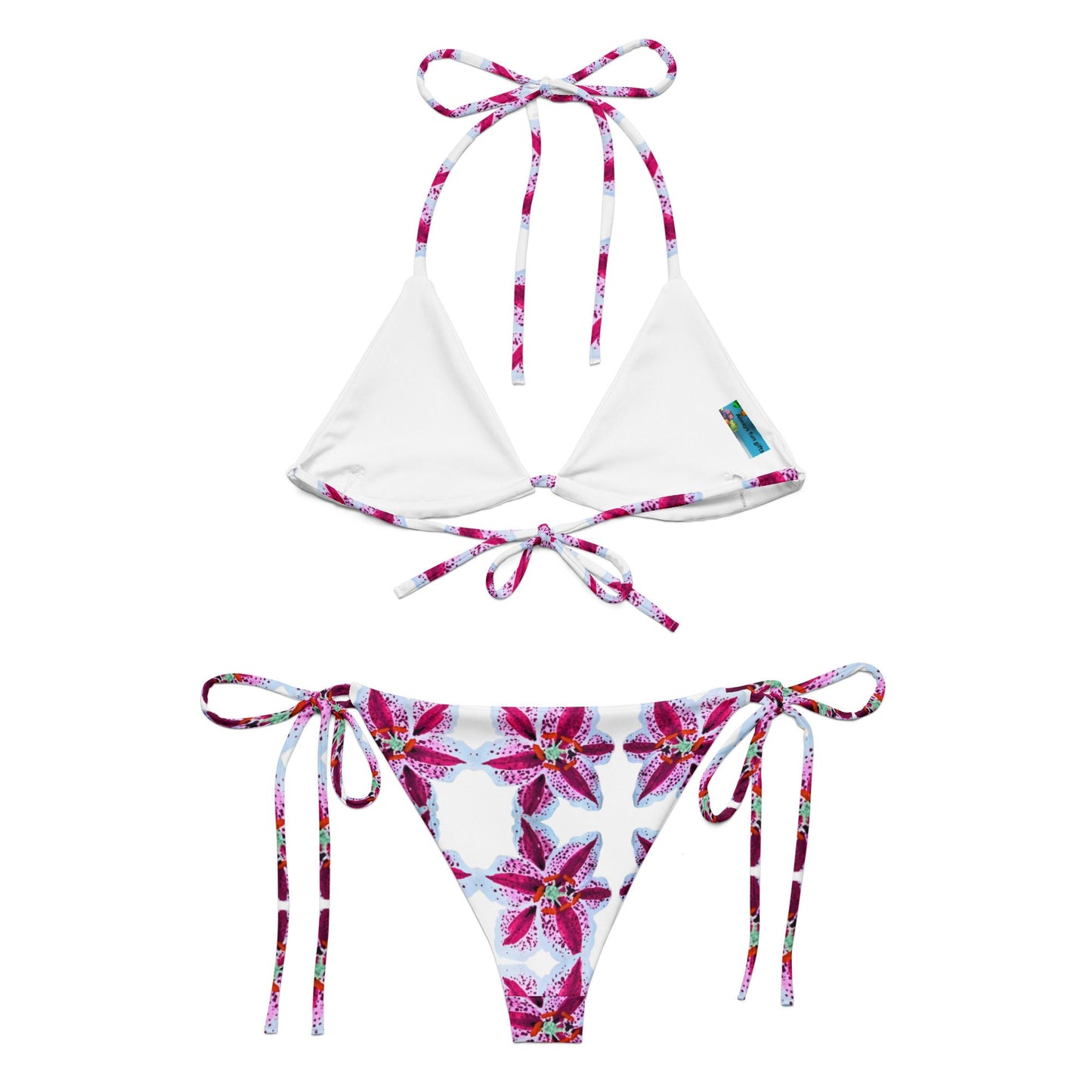 Tiger Lily Flower String Bikini, Two Piece Plus Size Swimsuit, Ladies Botanicl Beach Swimwear, Sexy Floral Bathing Suit